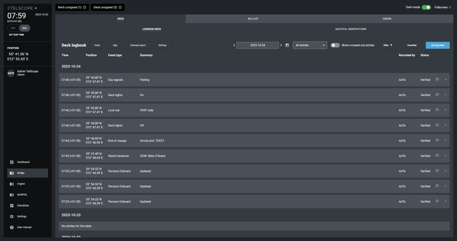 telscope logbook